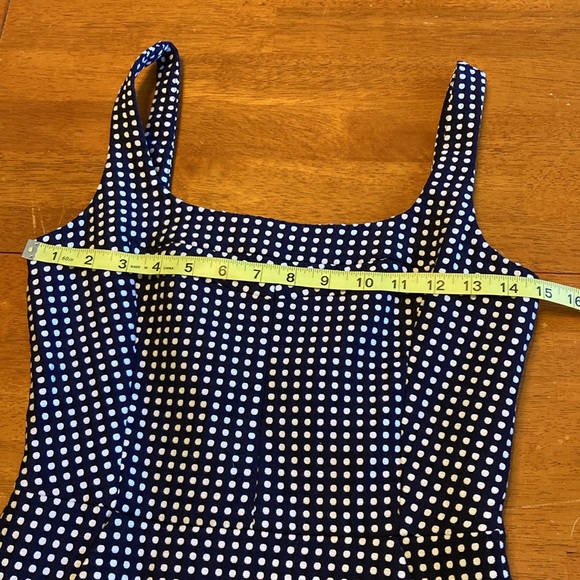 McGinn Womens Size 6 Cora Polka Dot Navy White Mini Tank Dress Structured Square - Picture 15 of 15